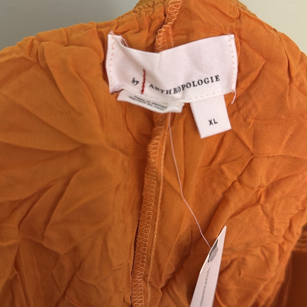 New Anthropologie Cheri Ruffle Tulle Elastic Waist Orange Preppy Midi Skirt XL - Picture 6 of 11